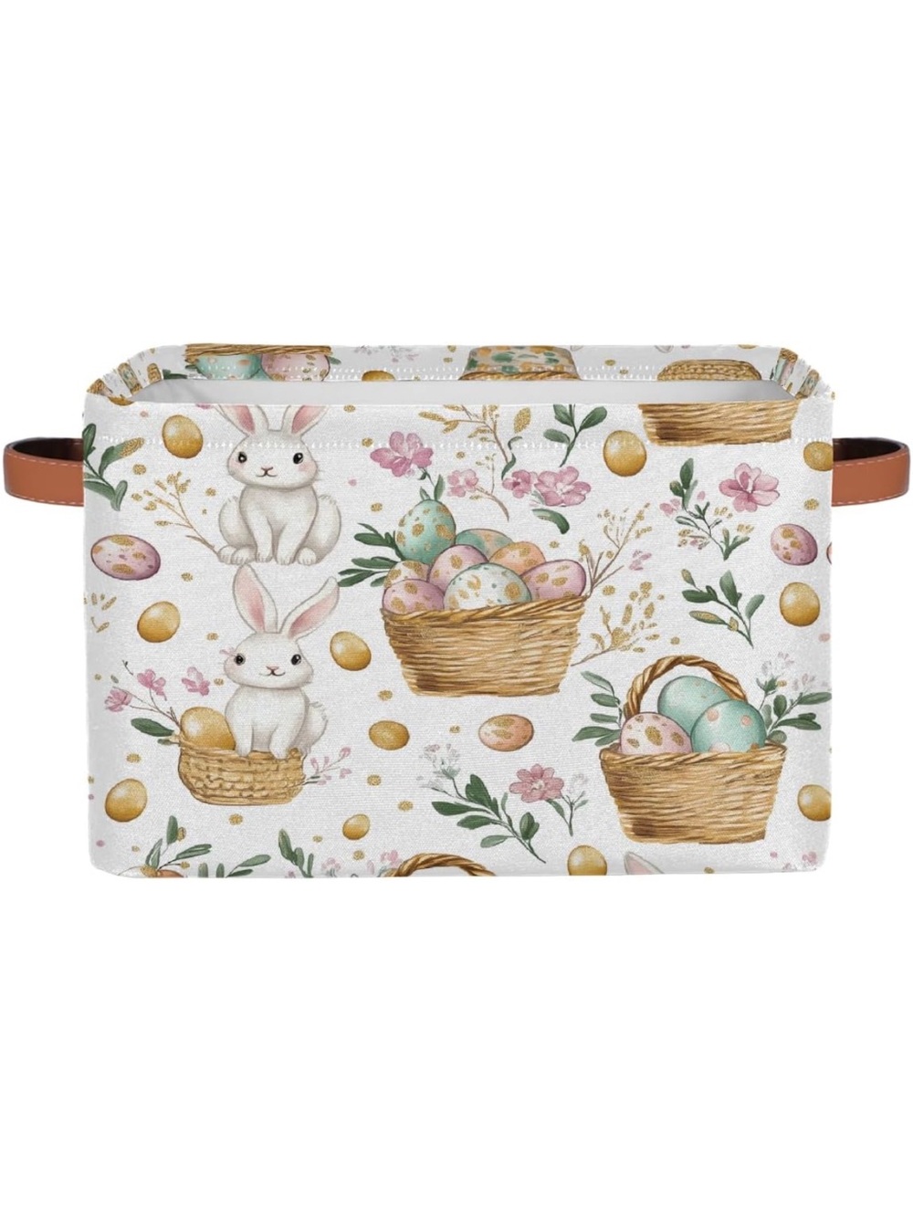 Rectangular Storage Easter Bunnies And Eggs Fabric Shelf collapsible basket
